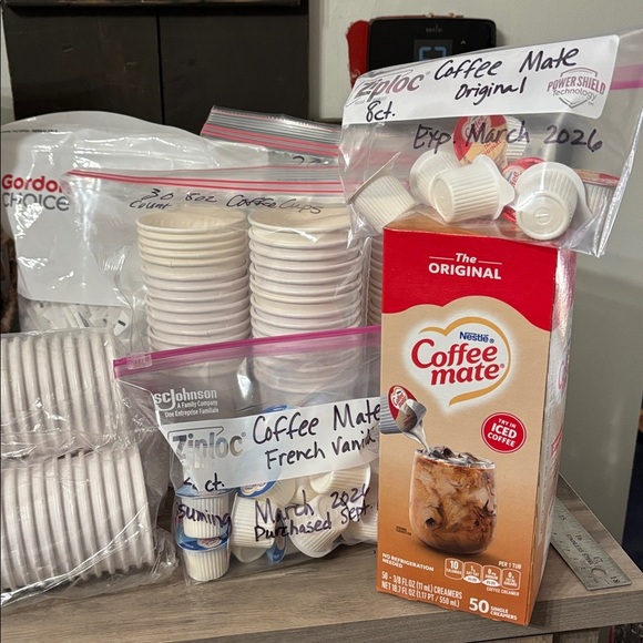 WEDDING RECEPTION COFFEE LEFTOVERS Gordon Food Service Cups Set Coffee Mate - Picture 2 of 12